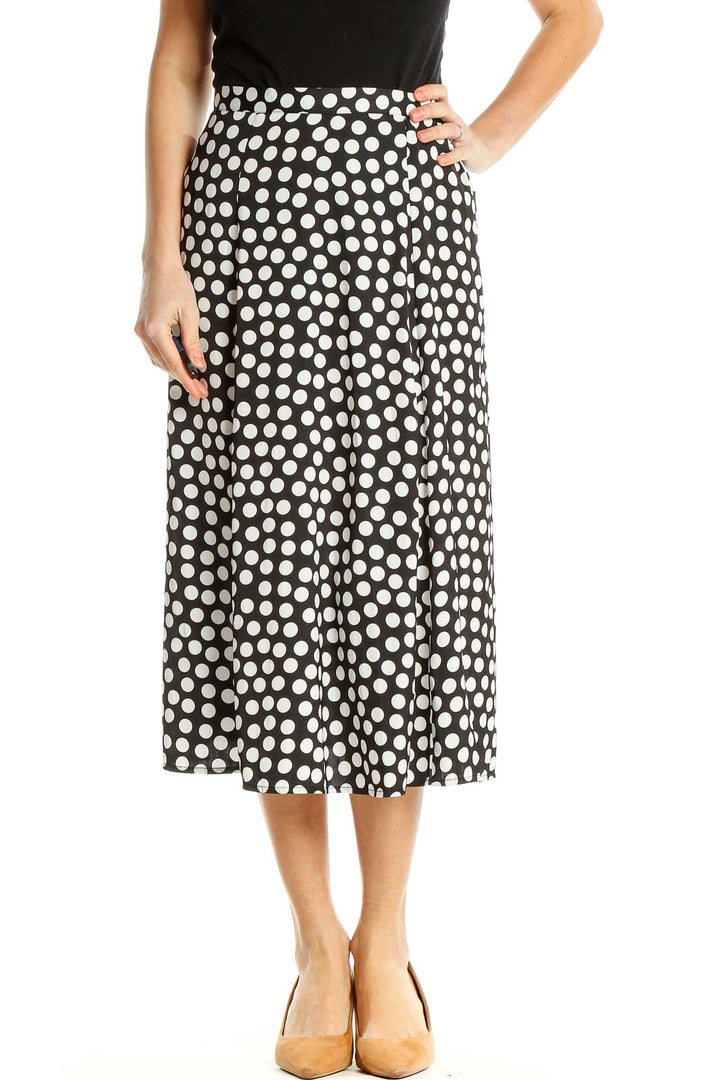 Black White Polka Dot Retro Straight Skirt