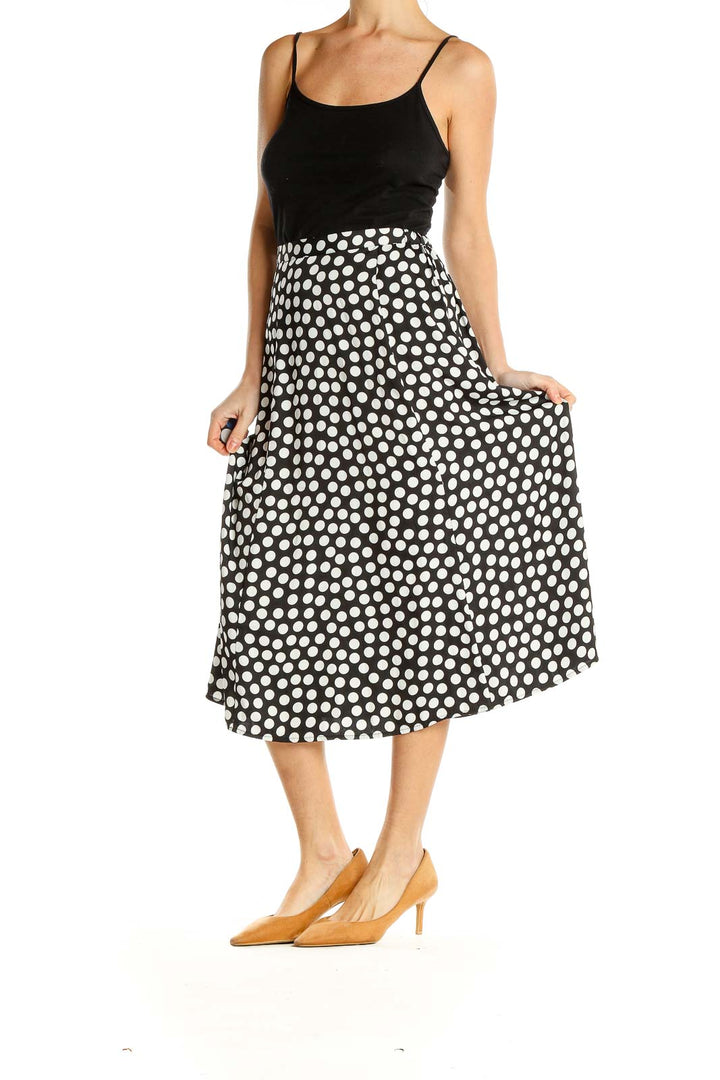 Black White Polka Dot Retro Straight Skirt