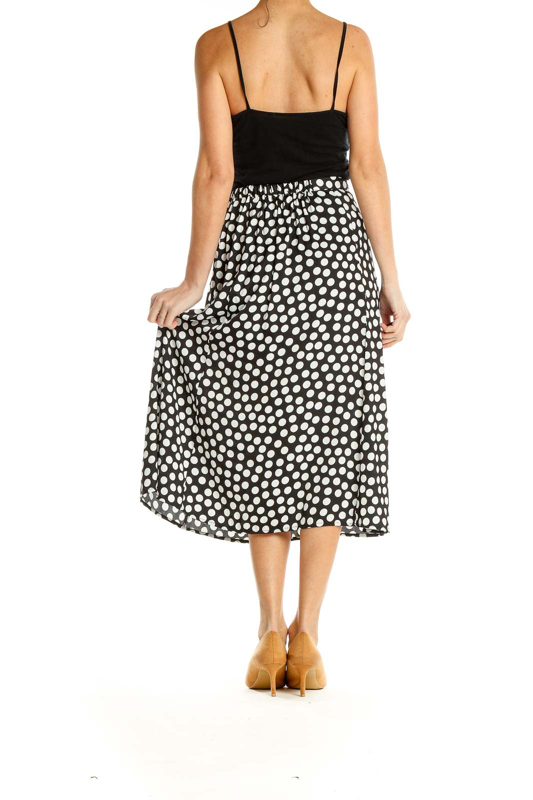 banana republic black and white polka dot dress Polka Dot Cowl-Neck Midi Dress