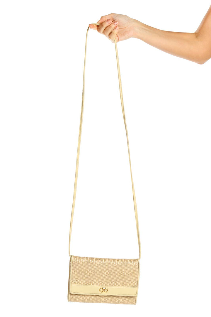 Beige Woven Crossbody Bag