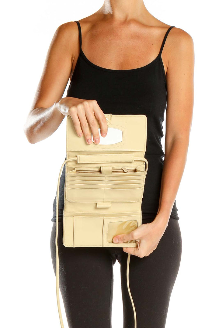 Beige Woven Crossbody Bag