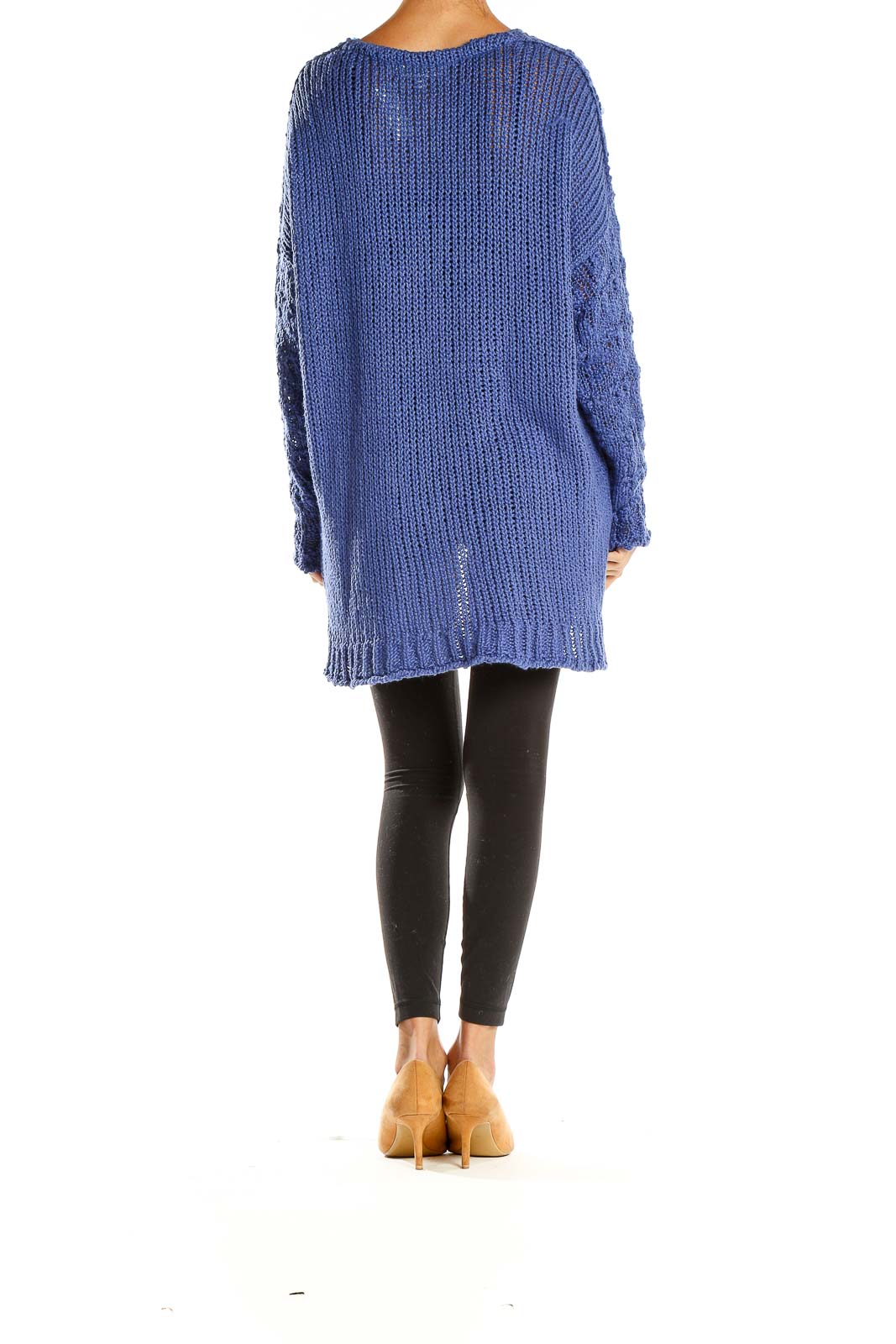 Blue Knit High Low Top