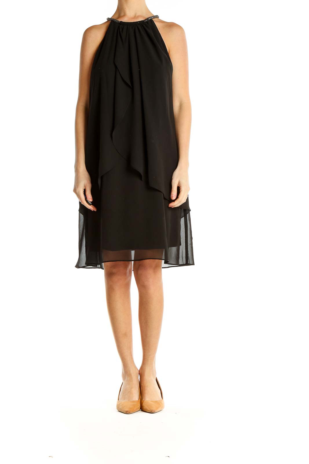 Black High Neck Tent Cocktail Dress