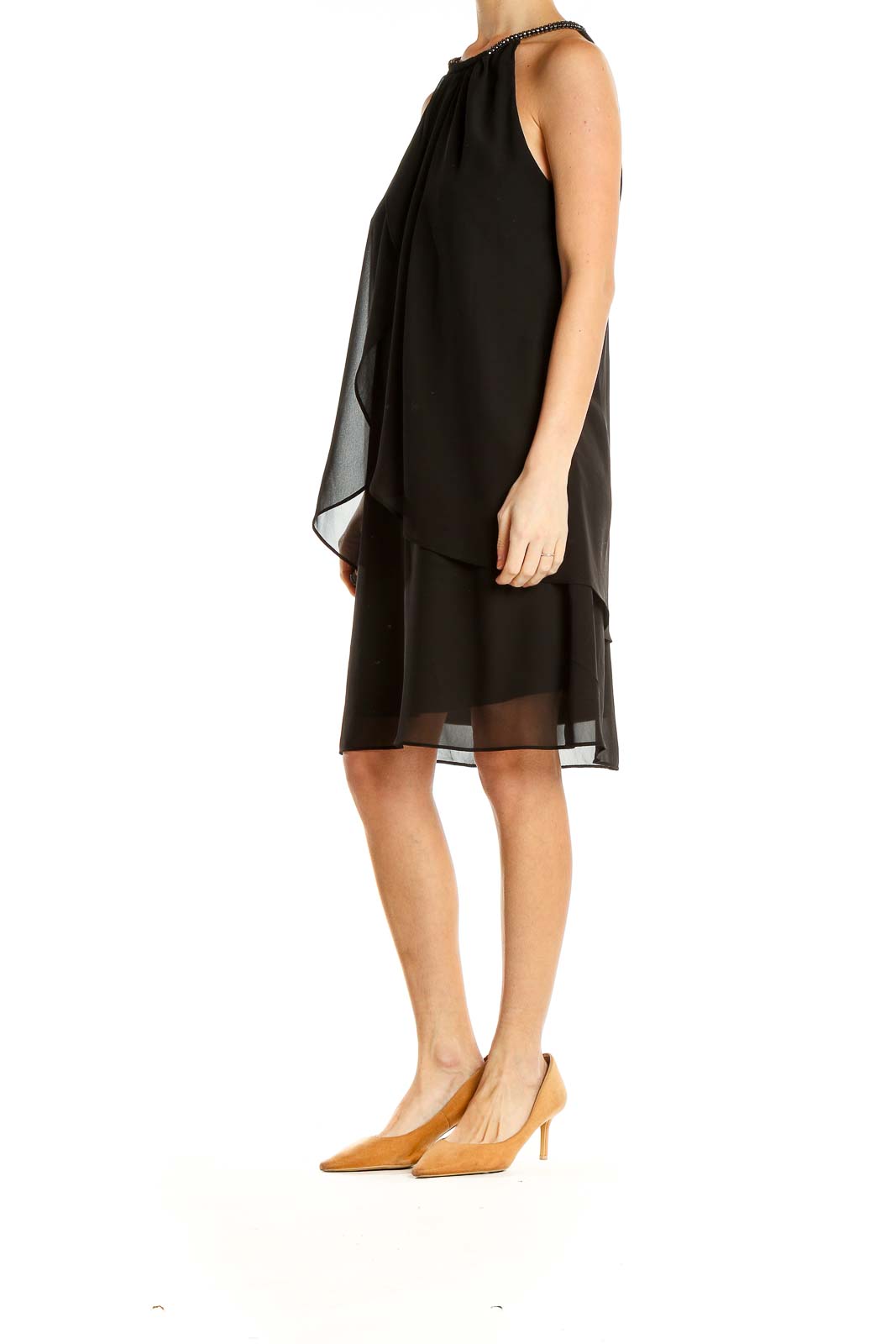 Black High Neck Tent Cocktail Dress