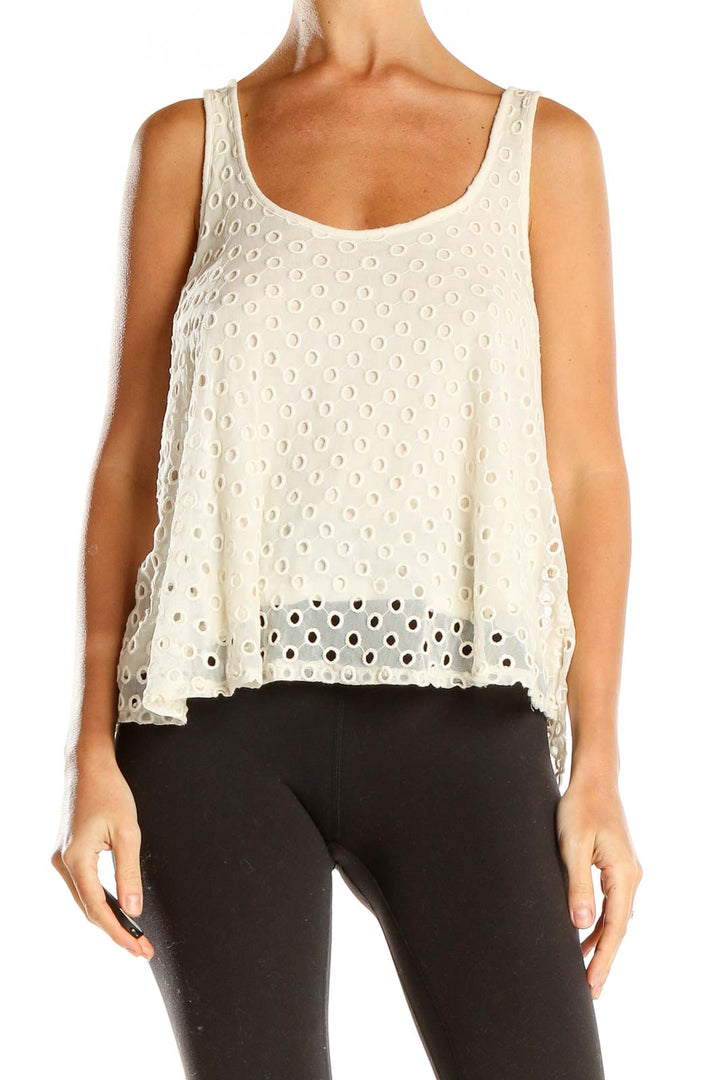 Beige Eyelet Bohemian Tank Top