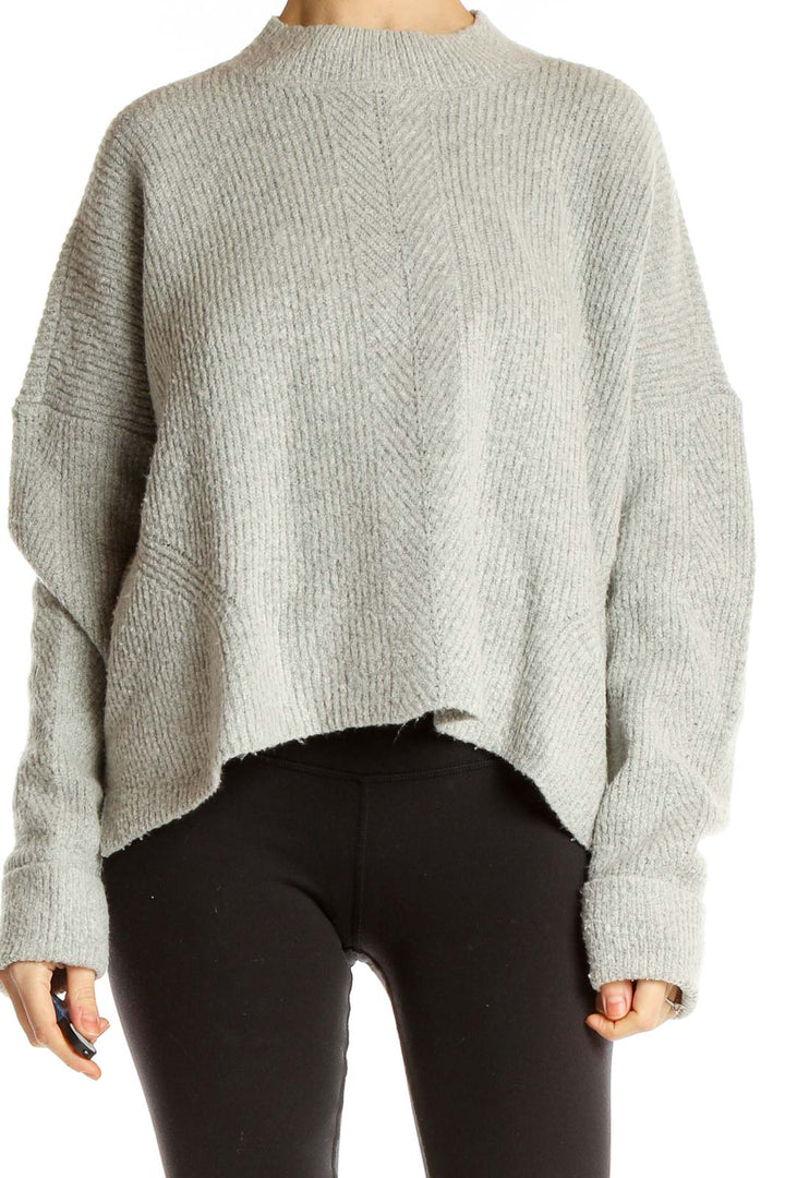 Gray Mock Neck Chic Sweater