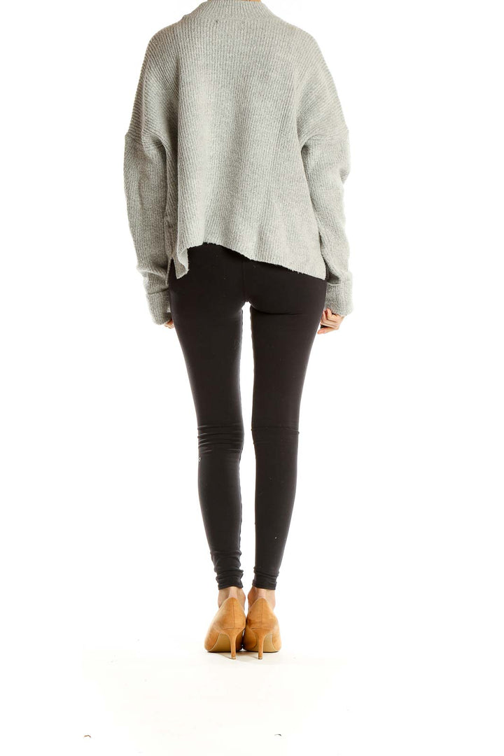 Gray Mock Neck Chic Sweater