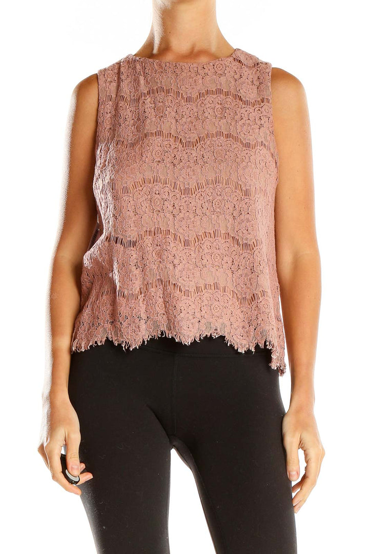 Pink Lace Sleeveless Blouse