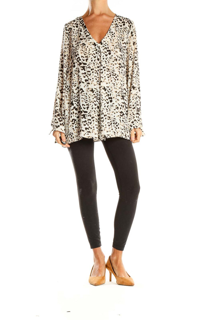 Beige Animal Print Blouse