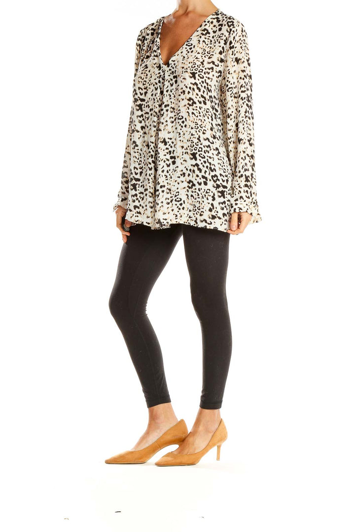 Beige Animal Print Blouse