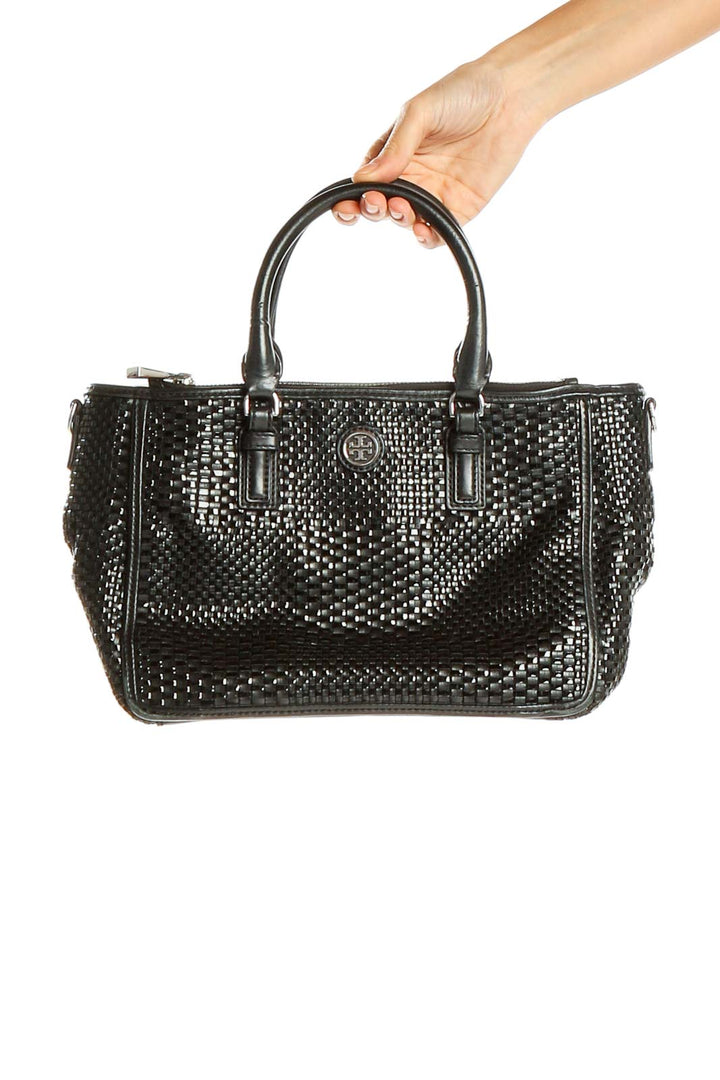 Black Woven Satchel Bag