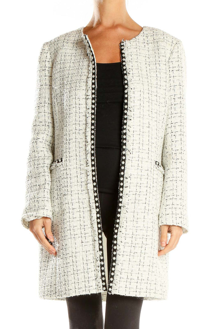 White Tweed Classy Coat