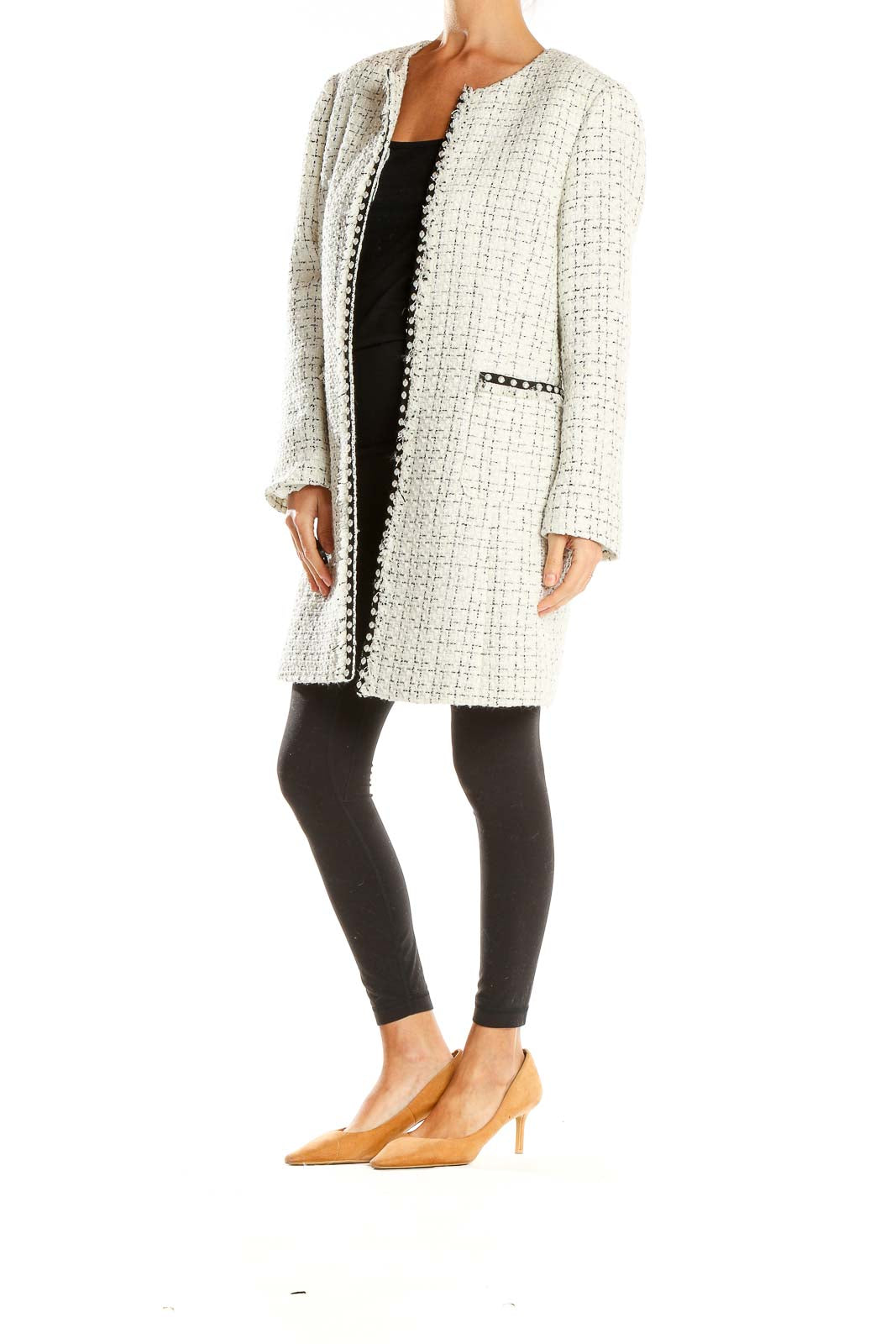 White Tweed Classy Coat