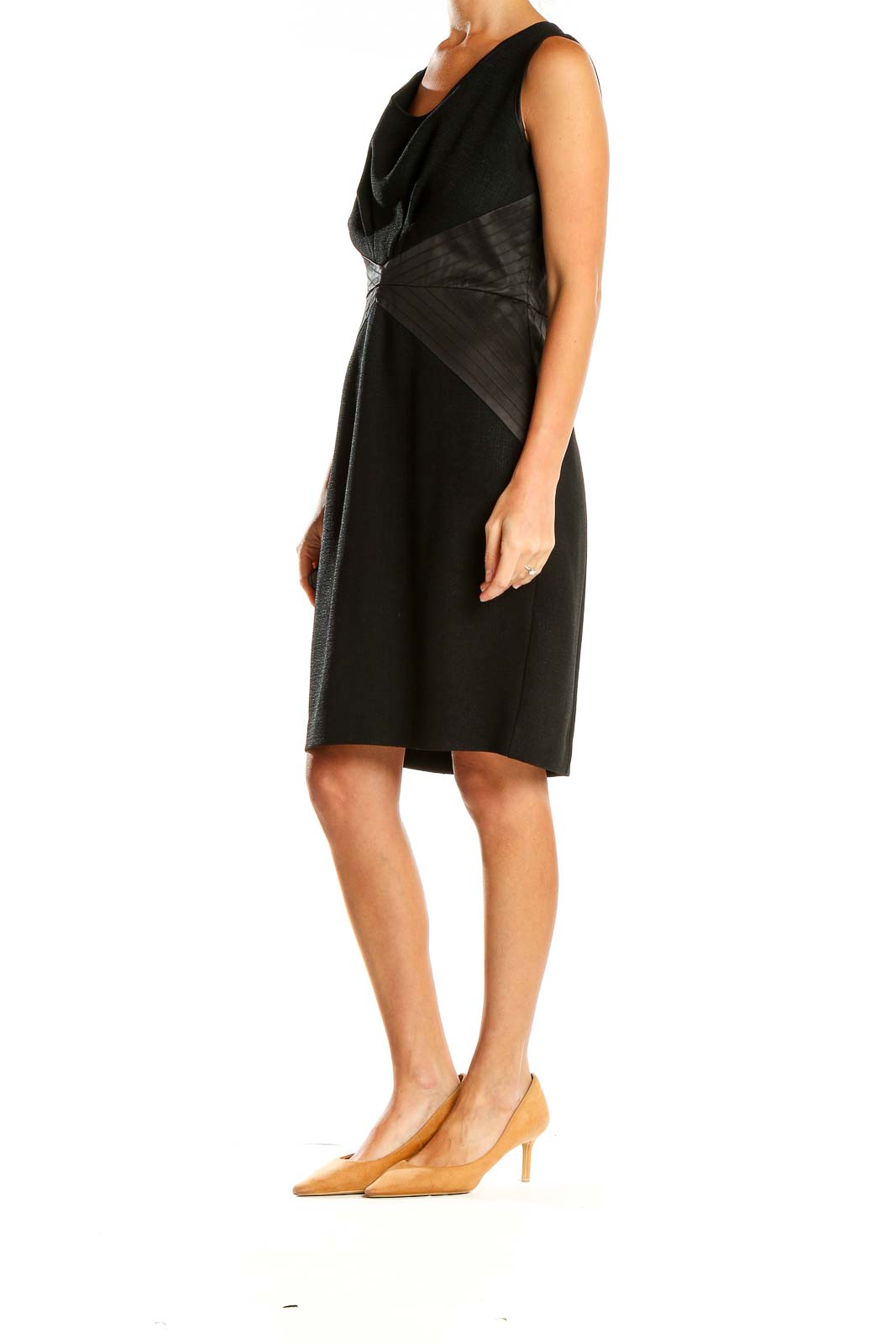 Black Work Waist Detail Sheath Dress