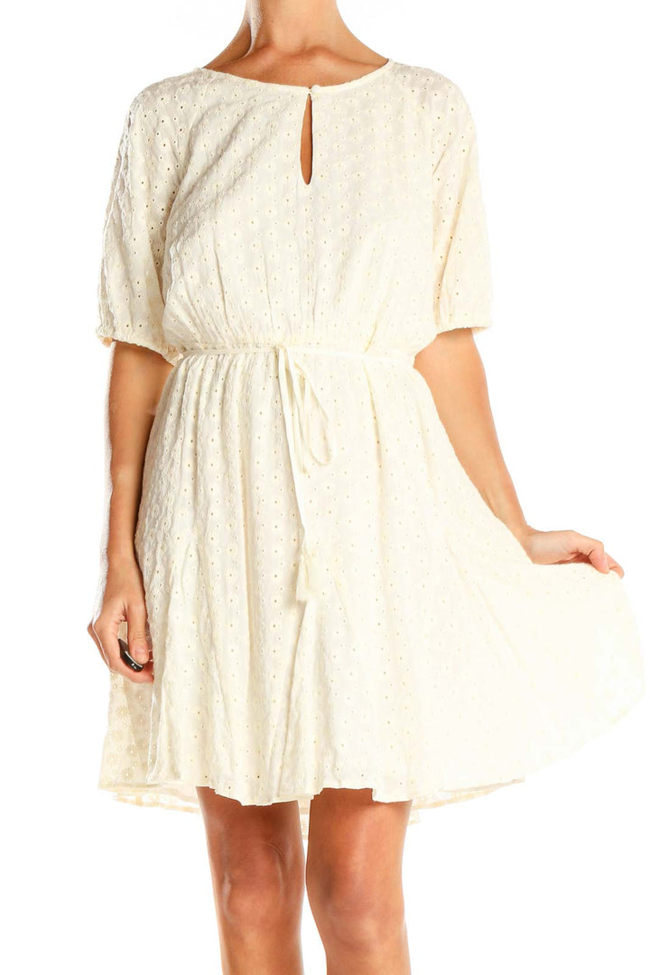 White Romantic Eyelet Fit & Flare Dress