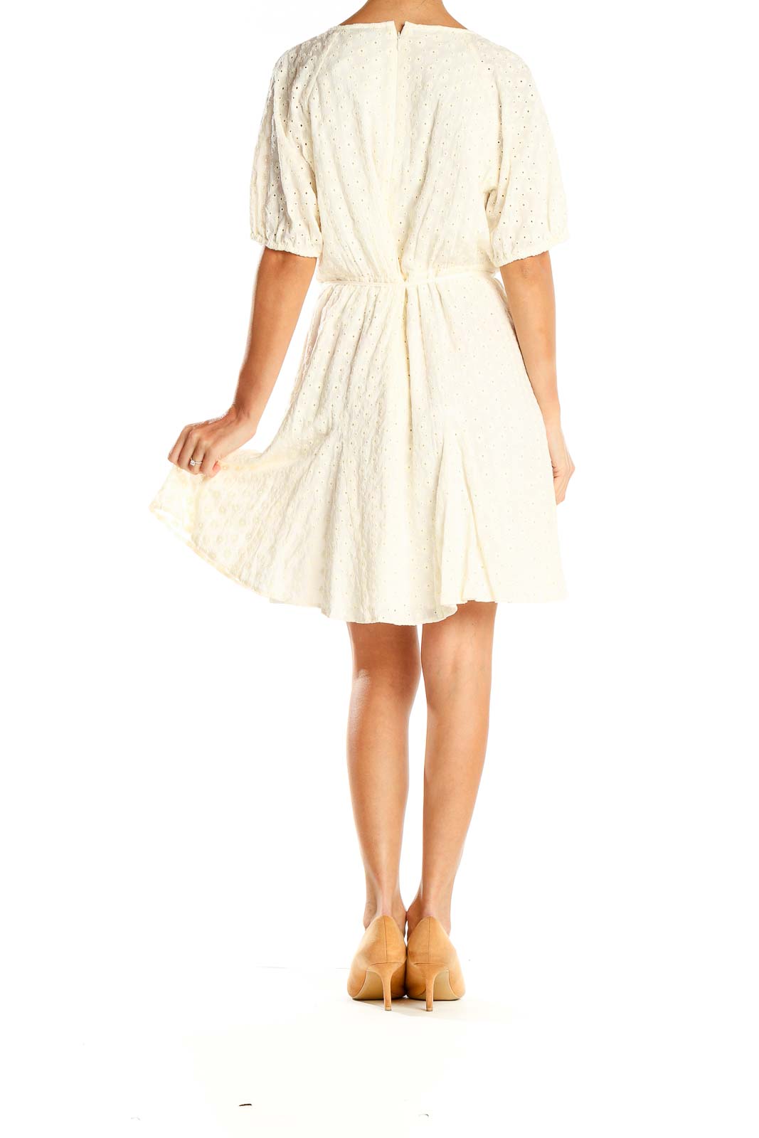 White Romantic Eyelet Fit & Flare Dress