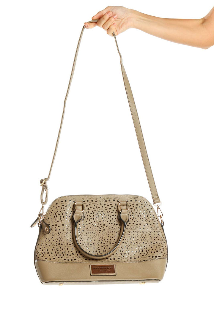 Beige Eyelet Crossbody Bag