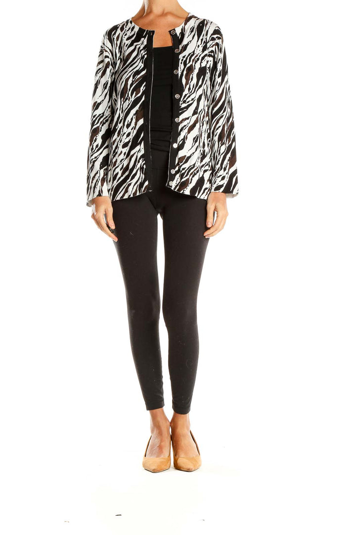 White Brown Animal Print Light Jacket