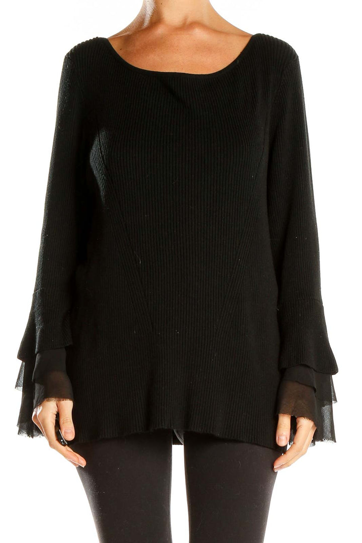 Black Ribbed Knit All Day Wear Top