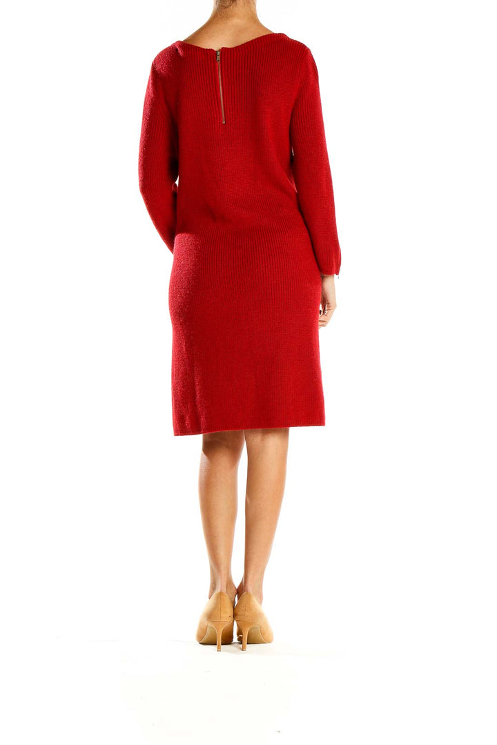 Red Knit Classic A-Line Dress