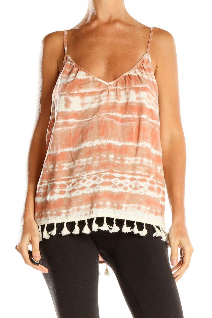 Orange Tie & Dye Tassel Tank Top