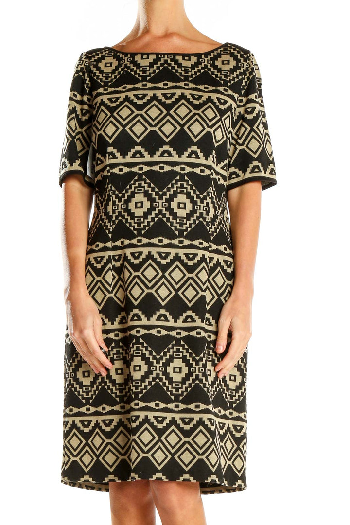 Black Aztec Print Shirt Dress