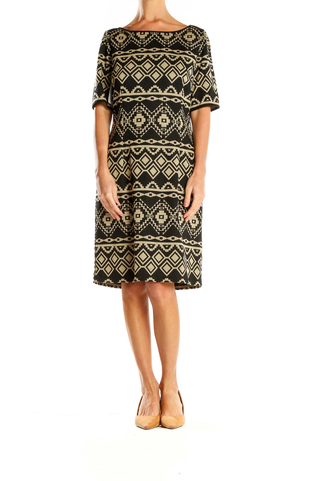 Black Aztec Print Shirt Dress