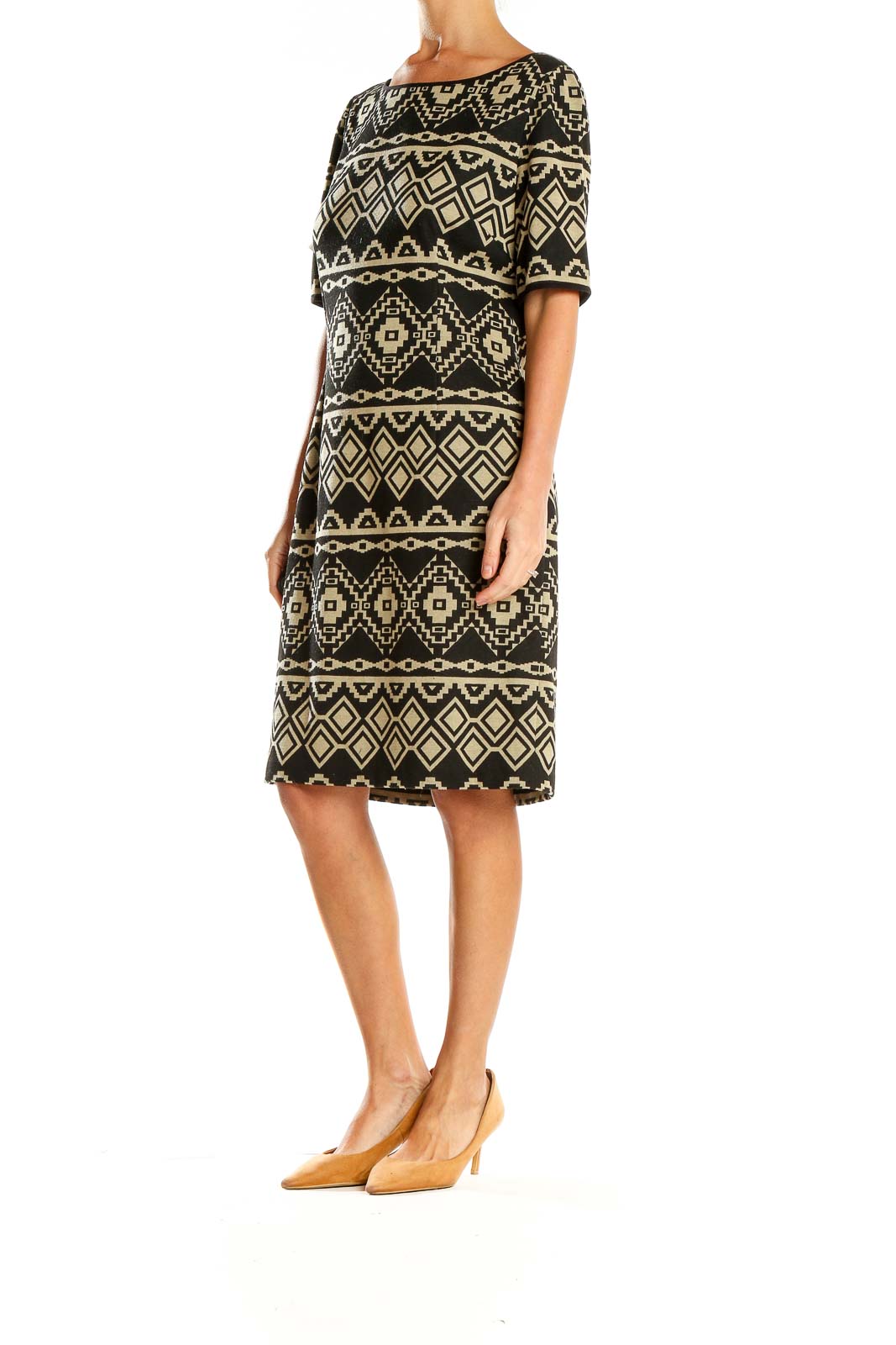 Black Aztec Print Shirt Dress