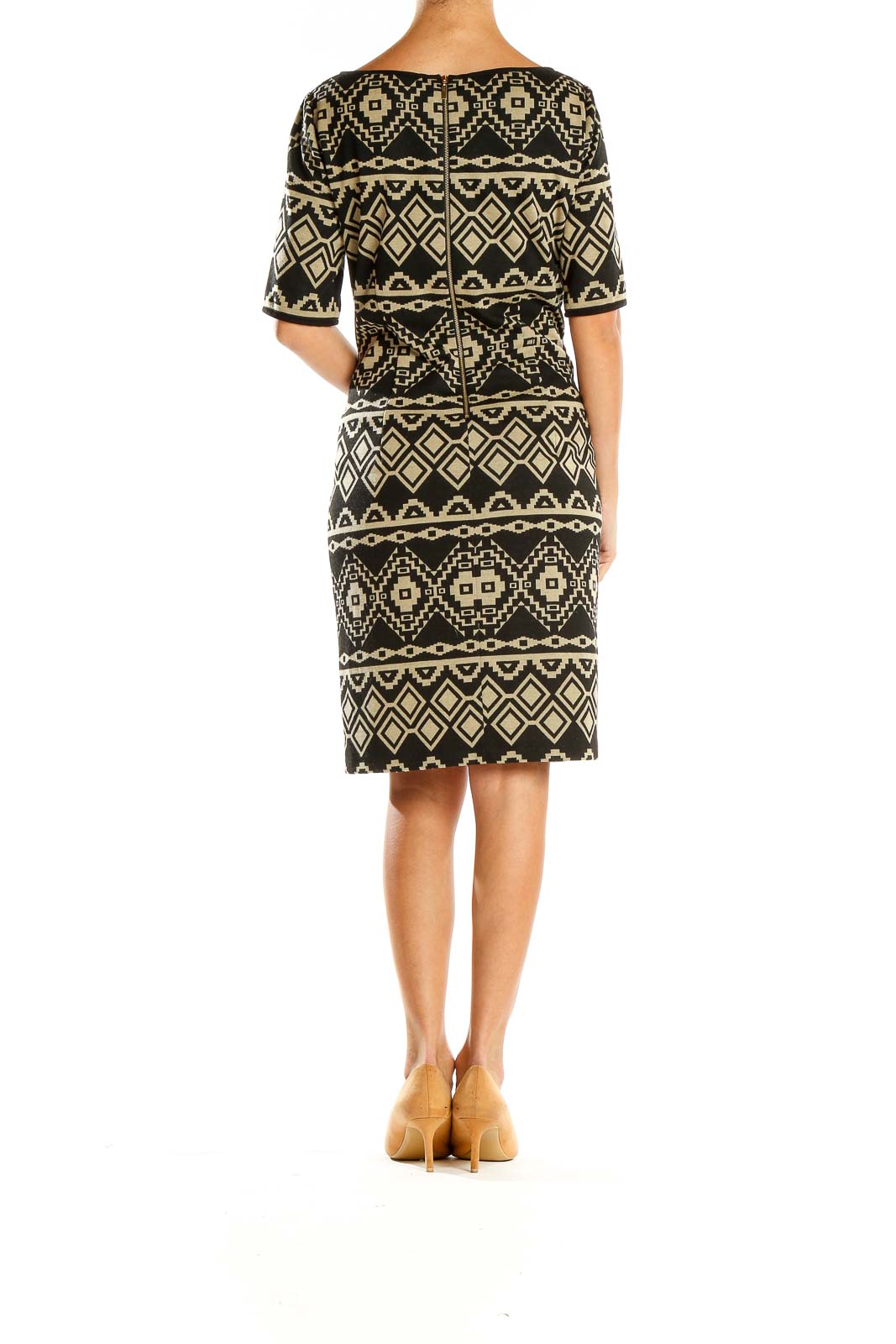 Black Aztec Print Shirt Dress