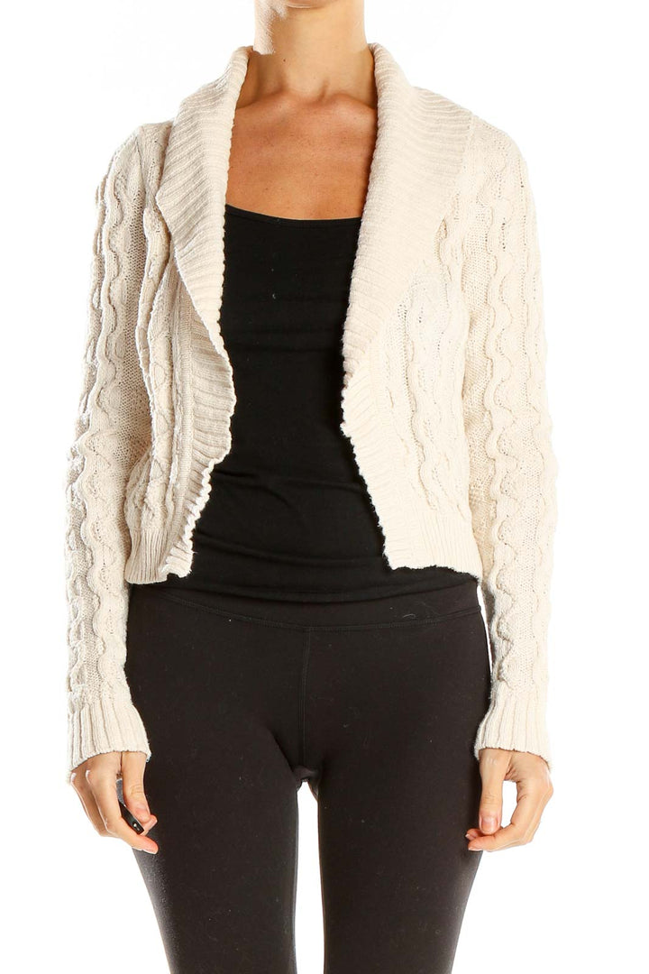 White Cable-knit Cardigan