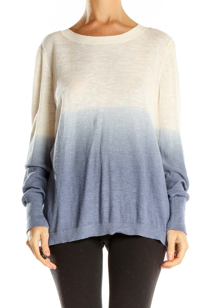 White Blue Ombré Light Sweater