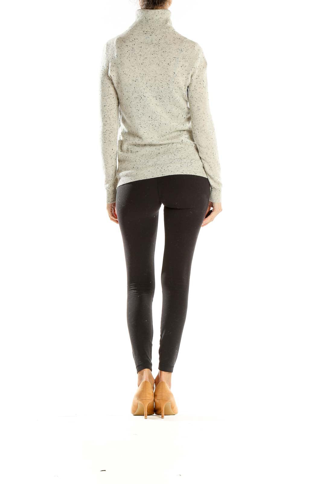 Gray Textured Cashmere Turtleneck Sweater