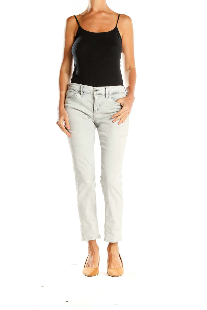 White Cropped Low Rise Jeans