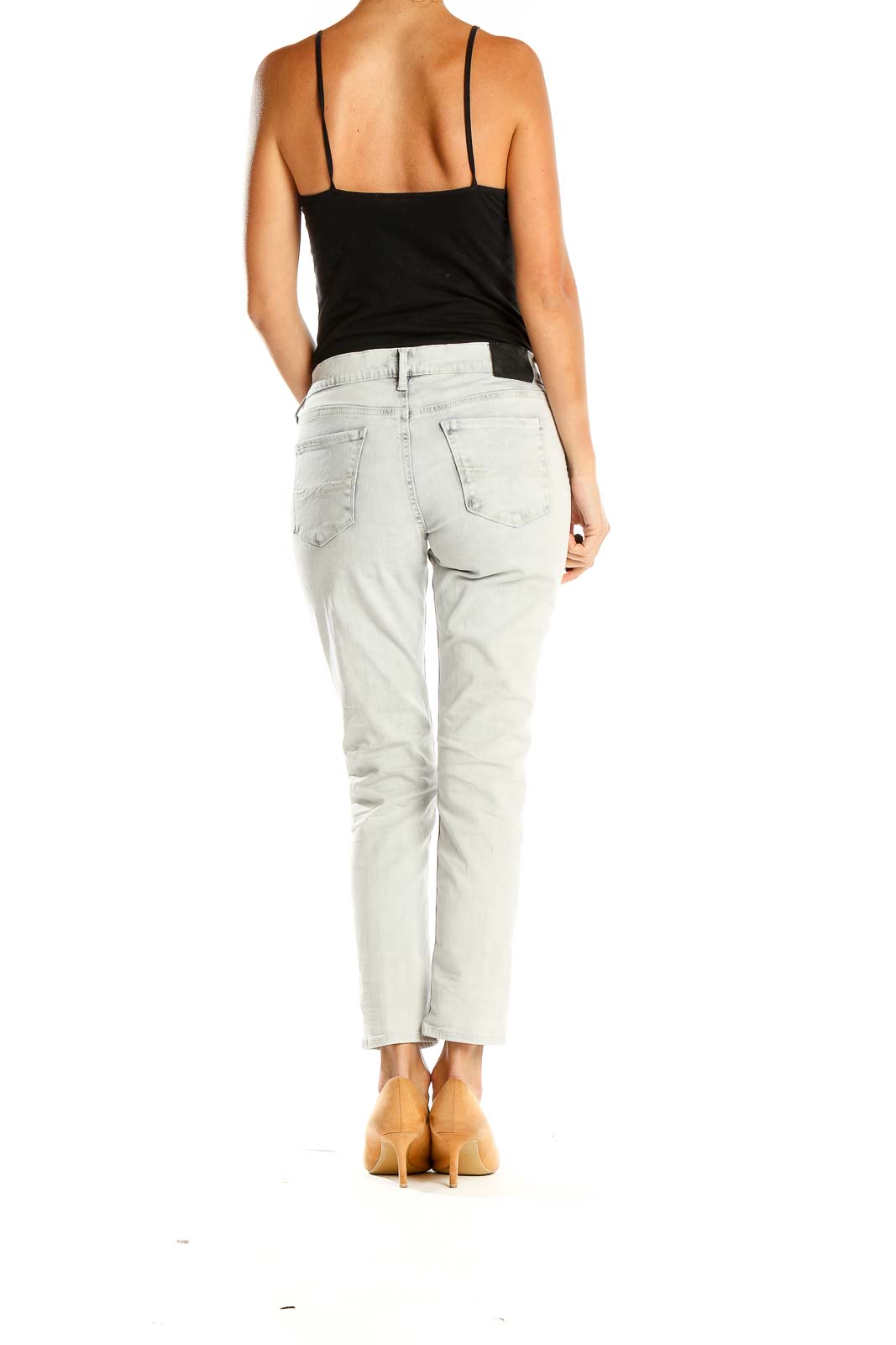 White Cropped Low Rise Jeans