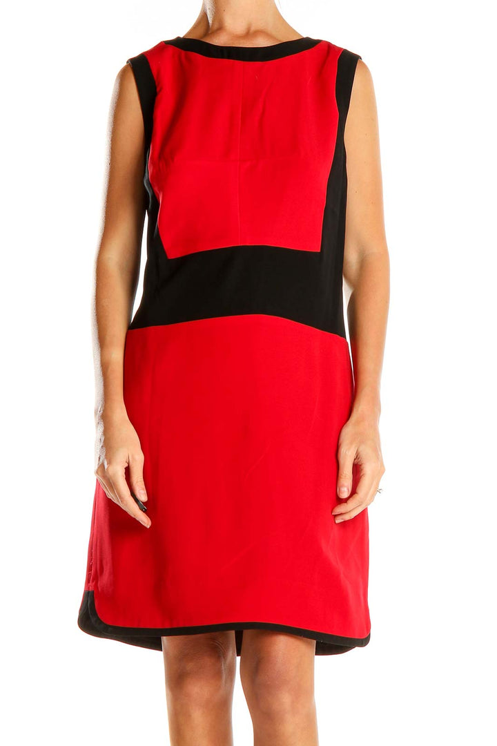 Red Colorblock Shift Dress