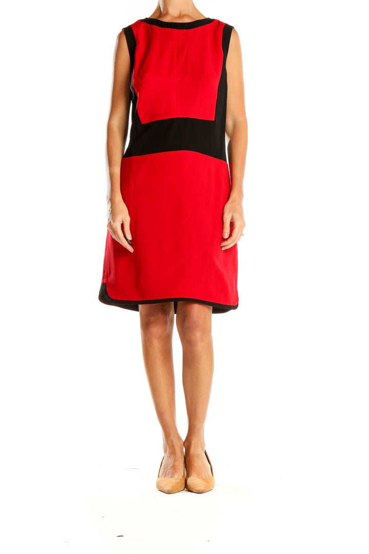 Red Colorblock Shift Dress