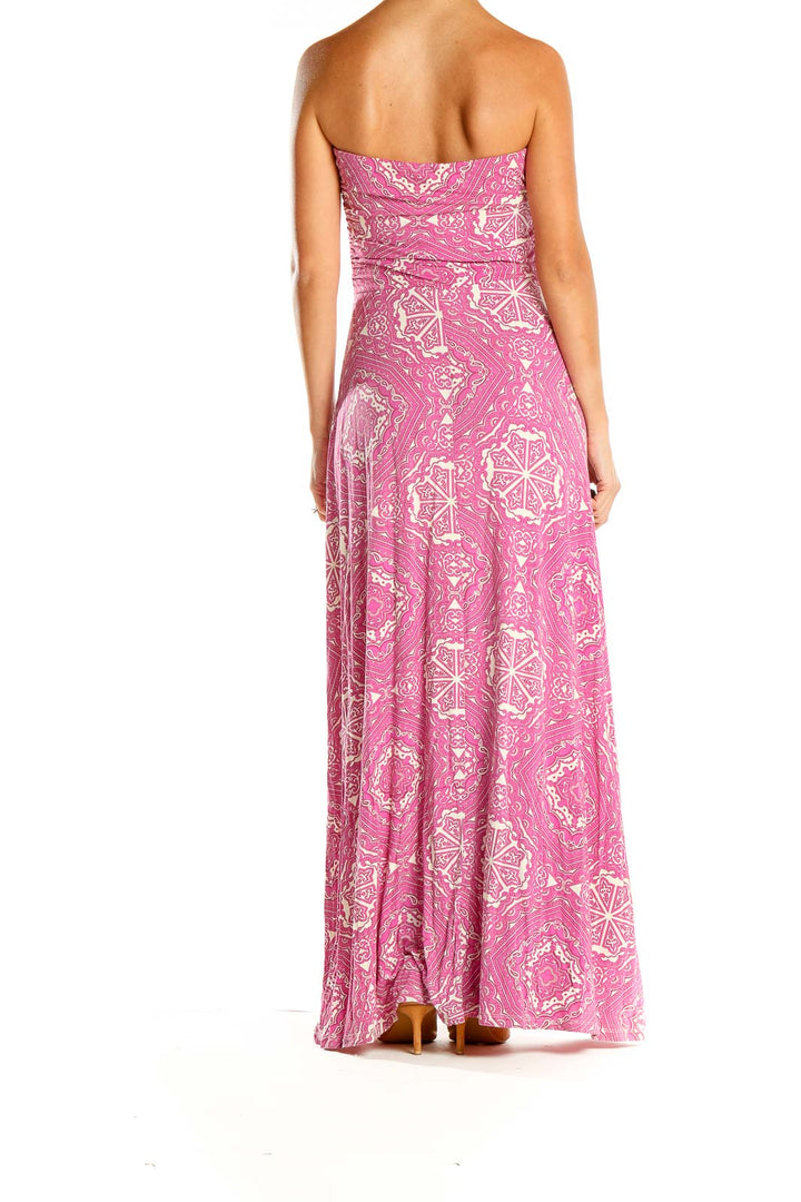 Pink Printed Bohemian Beach Column Dress