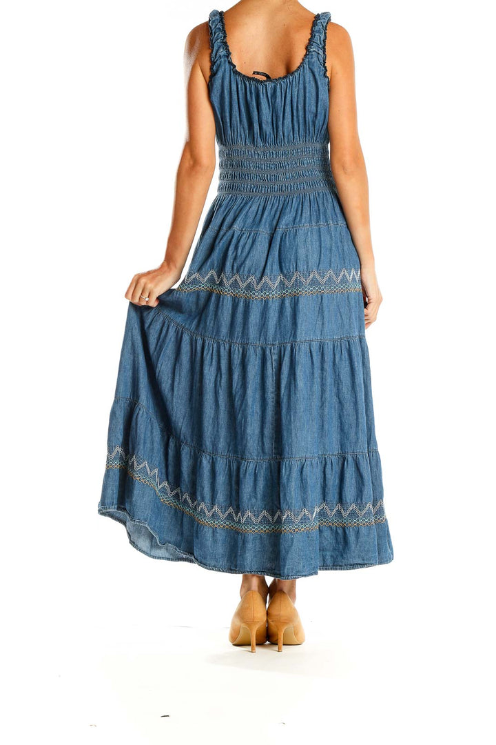 Blue Bohemian Fit & Flare Maxi Dress