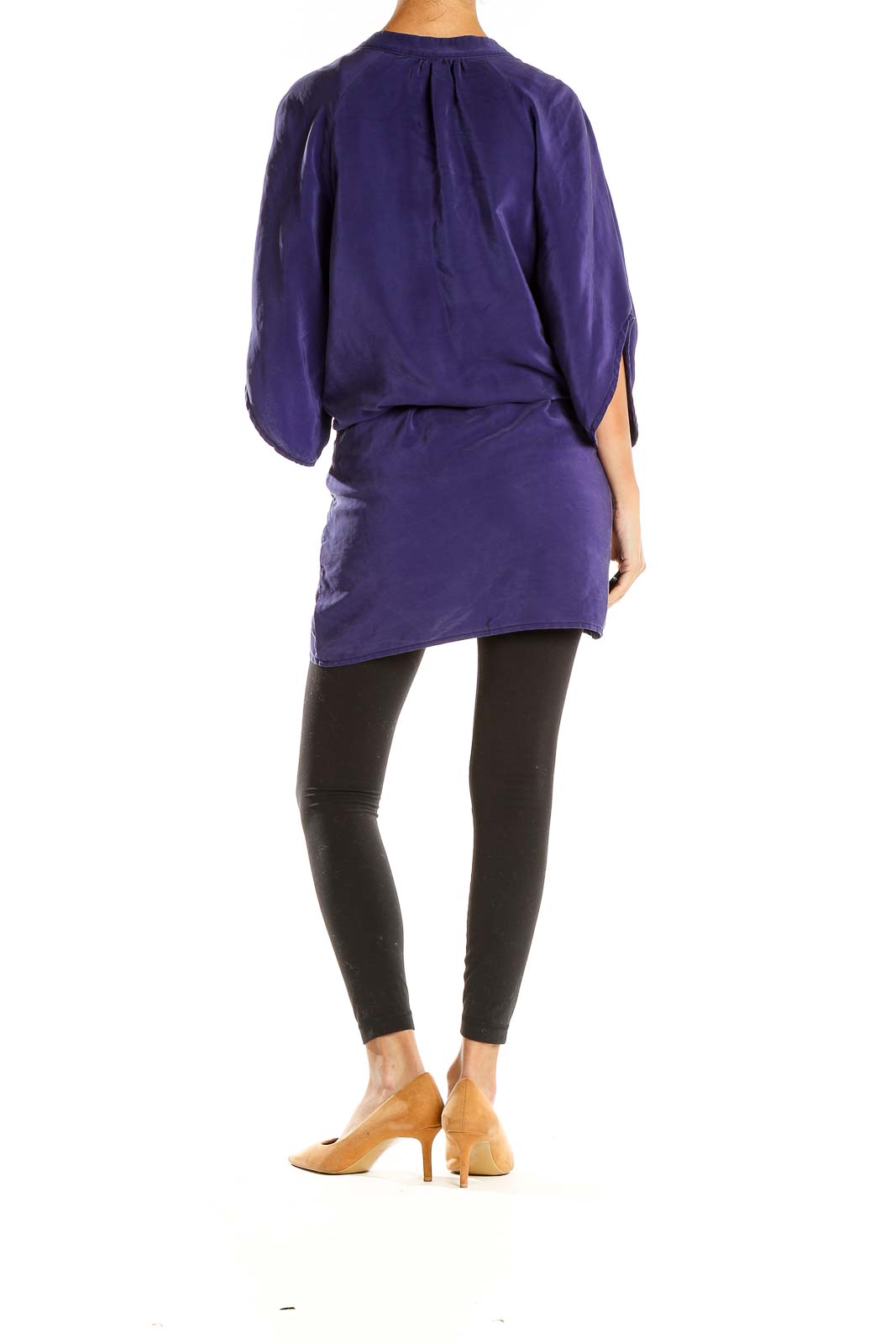 Purple Silk Chic Tie Front Tunic Top