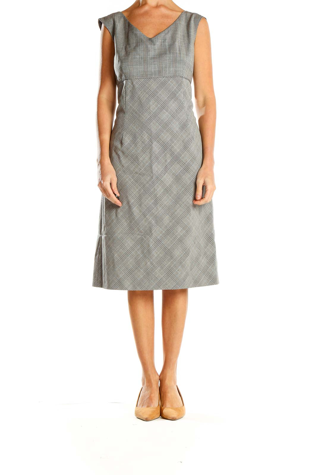 Gray Glen Check Classic A-Line Dress