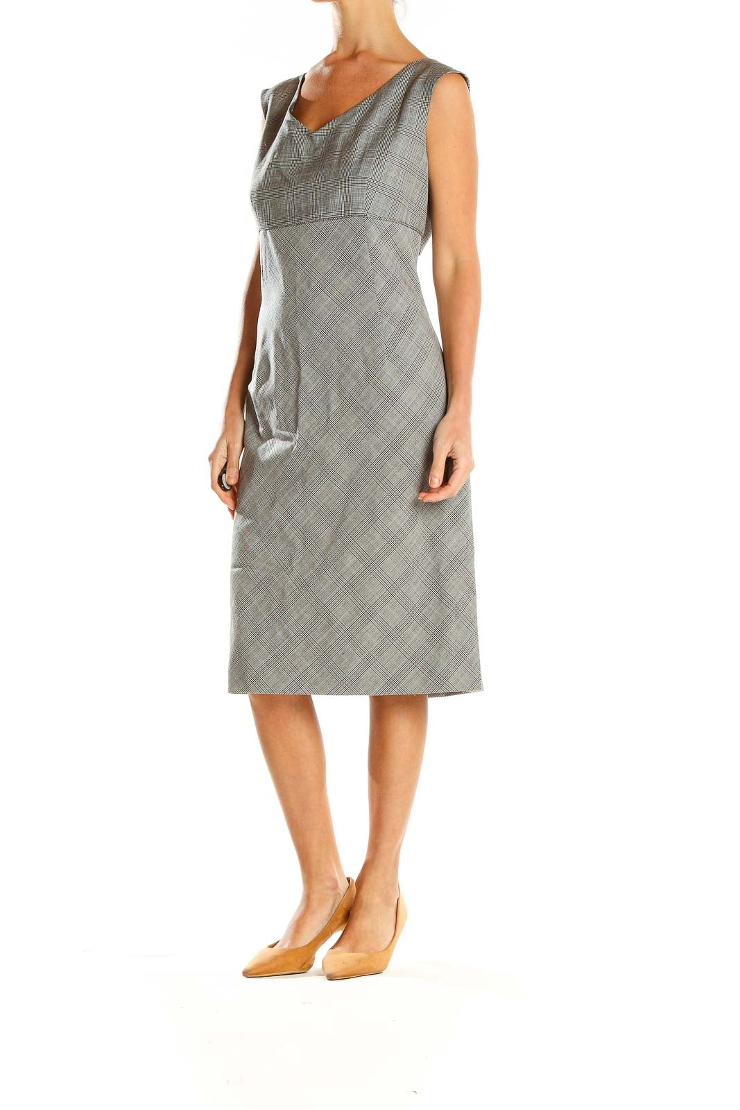 Gray Glen Check Classic A-Line Dress