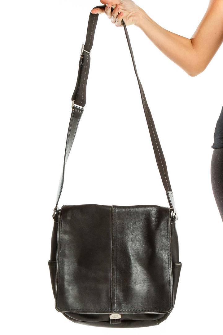 Black Leather Saddle Bag