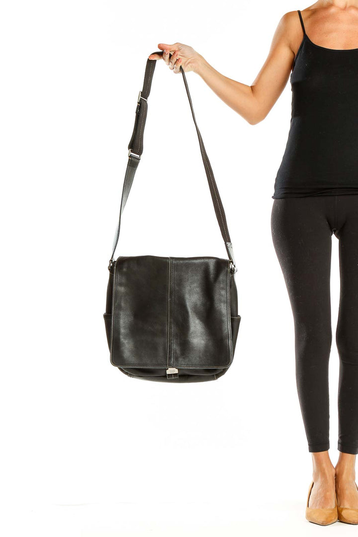 Black Leather Saddle Bag