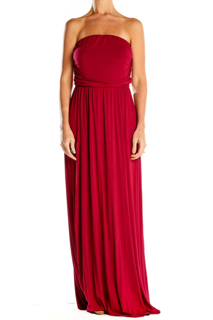 Red Strapless Maxi Dress