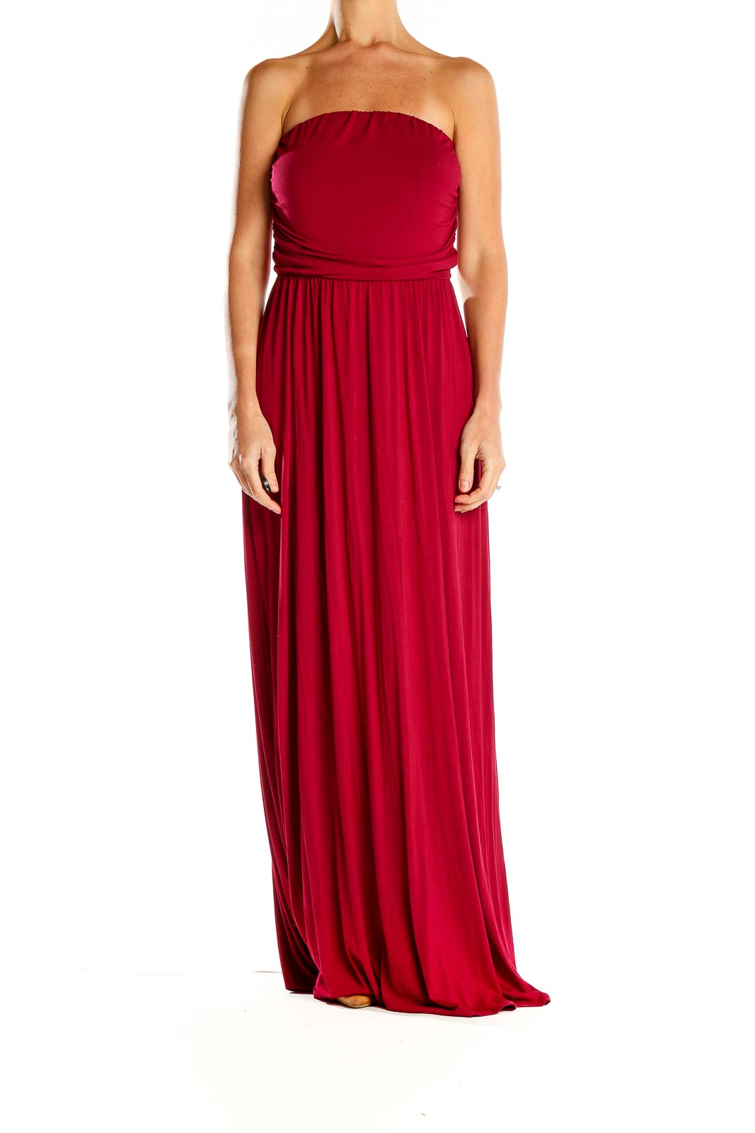 Red Strapless Maxi Dress