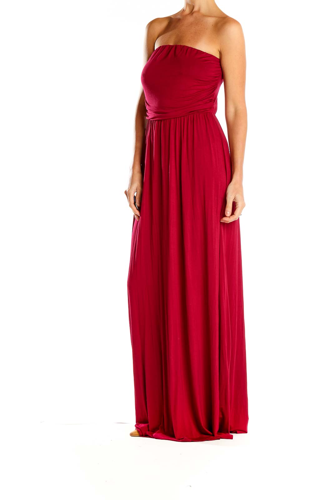 Red Strapless Maxi Dress