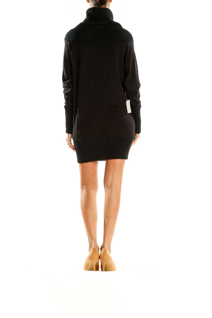 Black Knit Turtleneck Dress