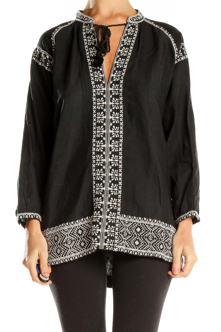 Black Embroidered Bohemian Tunic