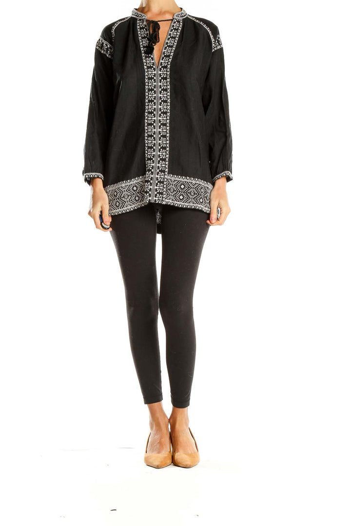 Black Embroidered Bohemian Tunic