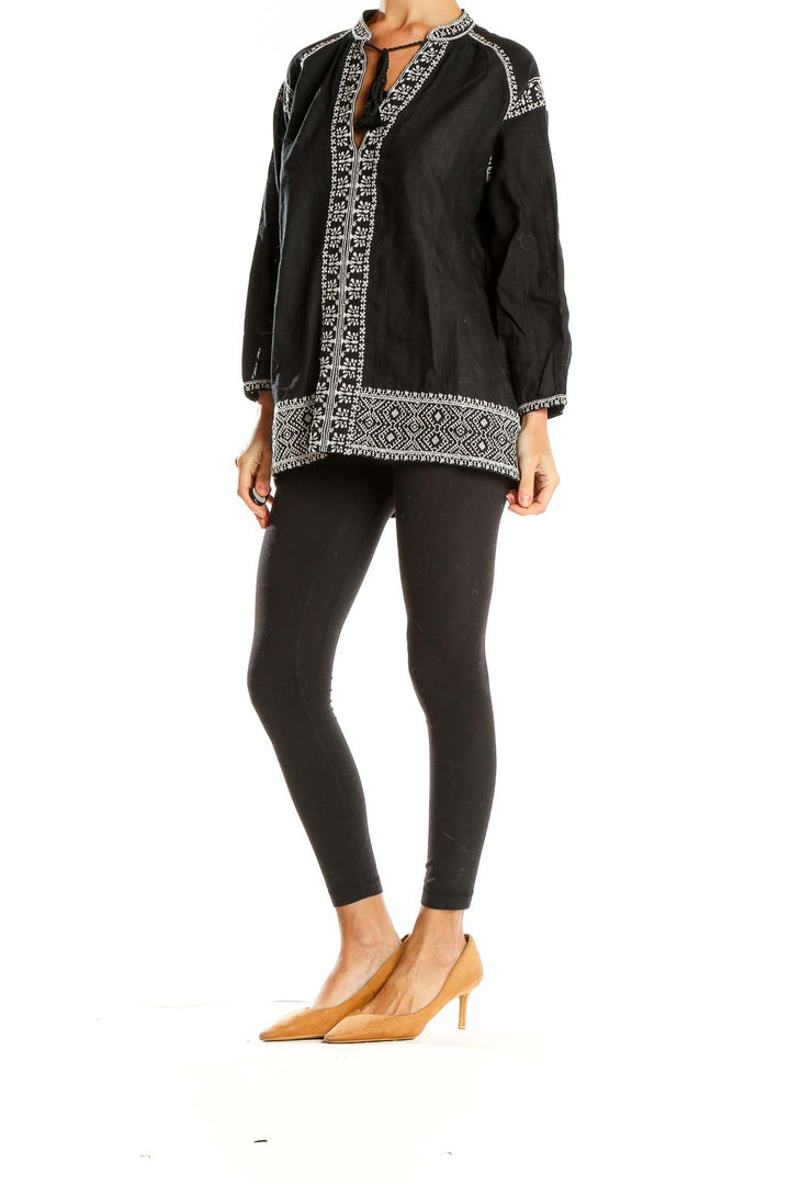 Black Embroidered Bohemian Tunic